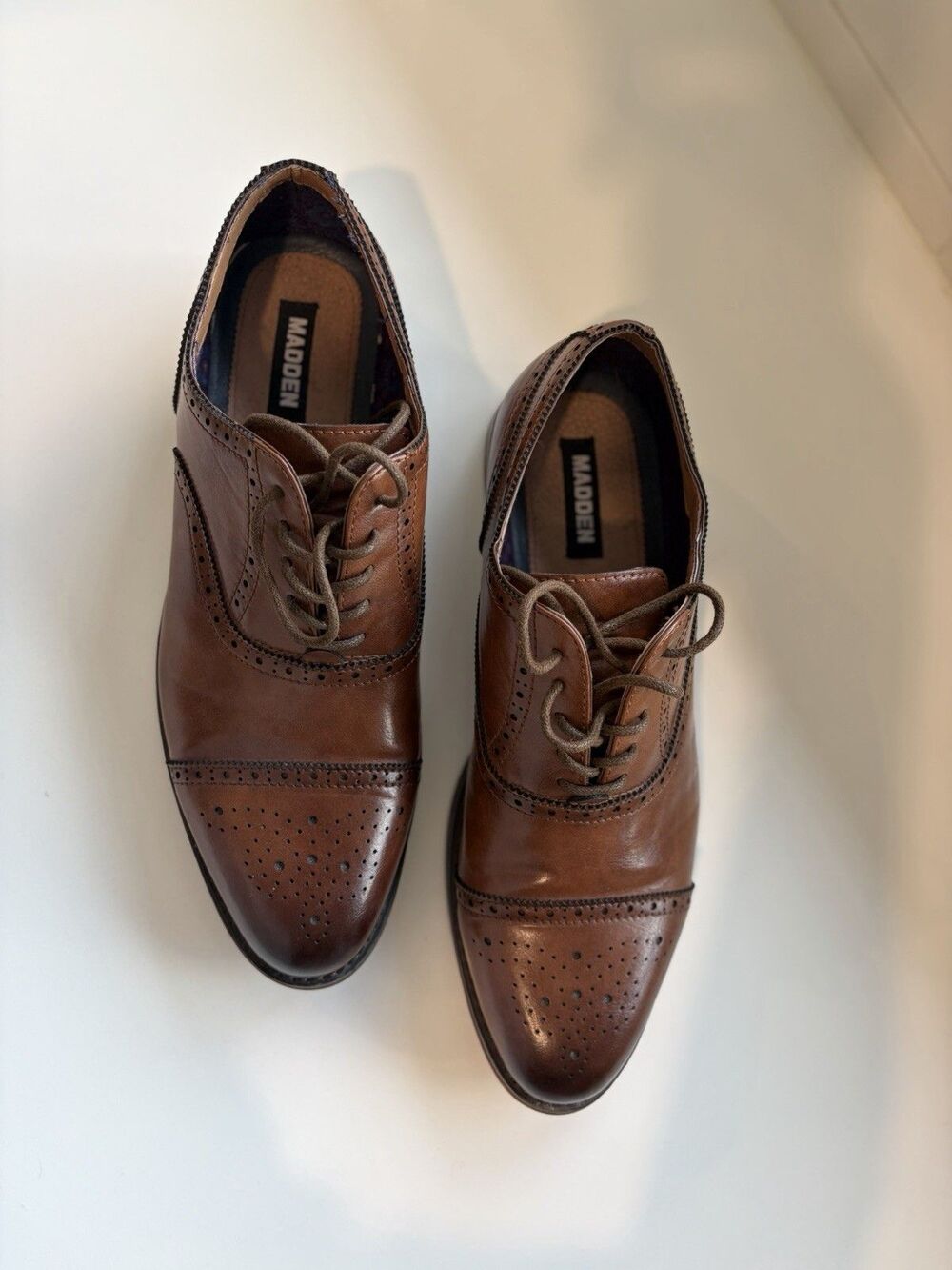 Madden M-Jimms Men’s Tan Captoe Brogue Oxfords Dress Shoes Size 13